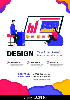 Homme et femme discutant des statistiques sur les bénéfices Illustration de Vecteur
