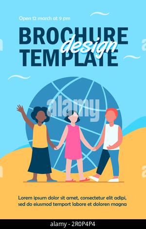 Les enfants multiethniques tiennent la main Illustration de Vecteur