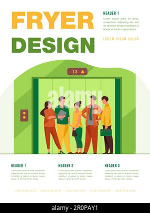 Employés utilisant un ascenseur de bâtiment de bureau Illustration de Vecteur