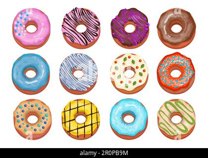 Collection de beignets assortis Illustration de Vecteur