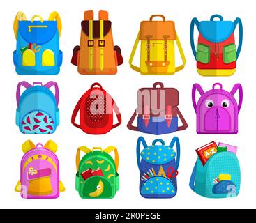 Collection de sacs à dos pour enfants aux couleurs vives Illustration de Vecteur