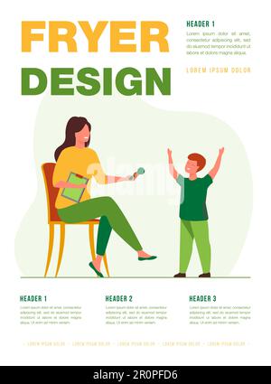 Animateur de spectacle de talent donnant un micro au garçon chantant Illustration de Vecteur