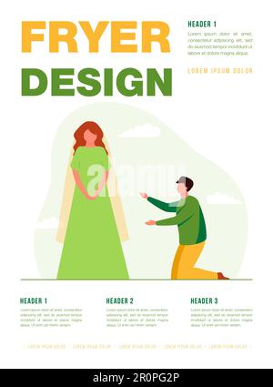 Homme sur ses genoux à la fille portant la robe de mariage Illustration de Vecteur