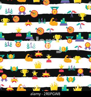 Décoration gagnante. Succès commercial de dessin animé, trophée de sport et motif de récompense personnel. Vecteur Illustration de Vecteur