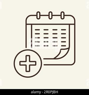 Icône de ligne de calendrier médical Illustration de Vecteur