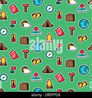 Camp, tourisme et Voyage modèle sans couture. Déco mode aventure. Passe-temps et vacances. Vecteur Illustration de Vecteur