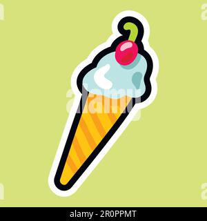 Glace vectorielle de style dessin animé. Icône isolée de crème glacée ou dessert ou gâteau pour le café et la cafétéria o avec fond Illustration de Vecteur