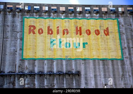 Ancien silo et usine Robin Hood à Port Colborne, Ontario. Banque D'Images