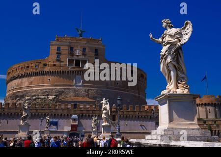 Château Saint-Ange, Pont Saint-Ange, Castel Saint-Ange, Mausolée d'Hadrien, Rome, Latium, Italie Banque D'Images