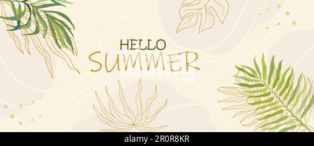 Été Abstract art fond avec des feuilles exotiques. Illustration de Vecteur