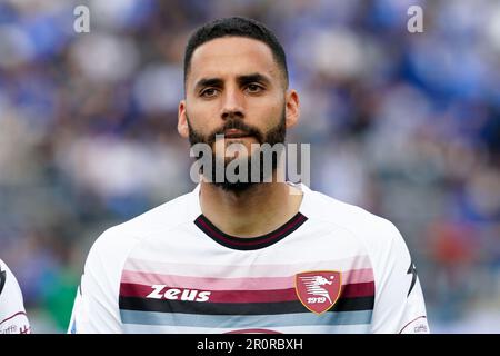 Empoli, Italie. 08th mai 2023. Dylan Bronn des États-Unis Salernitana regarde pendant la série Un match entre Empoli et US Salernitana 1919 au Stadio Carlo Castellani, Empoli, Italie, le 8 mai 2023. Credit: Giuseppe Maffia/Alay Live News Banque D'Images