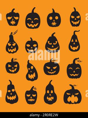 Différentes silhouettes de citrouilles pour Halloween. Illustration de Vecteur