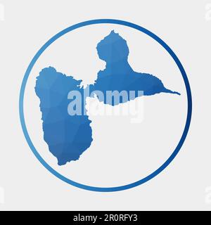 Icône de l'île de Basse-Terre. Carte polygonale dans l'anneau de dégradé. Panneau rond bas poly Basse-Basse-Terre Island. Illustration vectorielle. Illustration de Vecteur