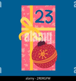 Cadeau de Noël à partir de l'illustration vectorielle ci-dessus. Boîte cadeau emballée avec jouet boule de Noël Illustration de Vecteur