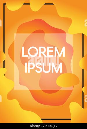 Le fluide abstrait forme un arrière-plan orange avec des bordures de bloc de texte. Bannière verticale avec espace de copie Illustration de Vecteur