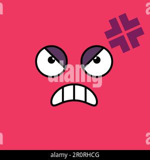 Illustration du vecteur emoji en colère et agacée. Furieux, émoticône fou, visage de dessin animé des médias sociaux Illustration de Vecteur