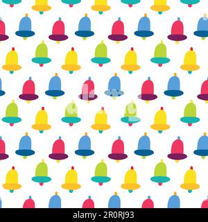 Motif vectoriel de handbell sans couture. Cloche de dessin animé, sonnette de porte. Papier peint, papier d'emballage plat Illustration de Vecteur