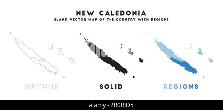 Carte de la Nouvelle-Calédonie. Frontières de la Nouvelle-Calédonie pour votre infographie. Forme vectorielle du pays. Illustration vectorielle. Illustration de Vecteur