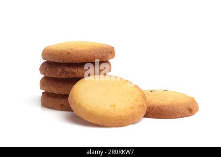 Biscuits au beurre danois, biscuits au beurre isolés sur bakcground blanc Banque D'Images