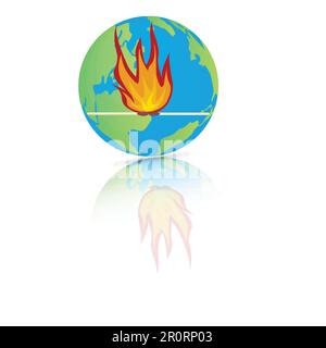 Correspond au feu et aux flammes sur le globe terrestre Illustration de Vecteur