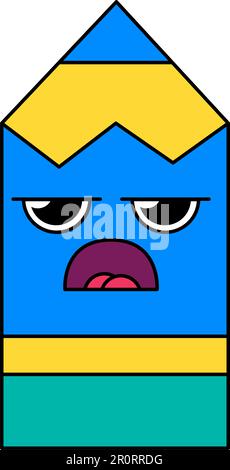 Illustration de l'émoticône du crayon grumpy. Emoji perdu et fatigué. Autocollant de présentation des médias sociaux Illustration de Vecteur