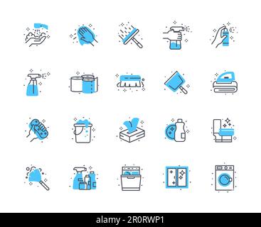 Jeu de couleurs des icônes de nettoyage Illustration de Vecteur