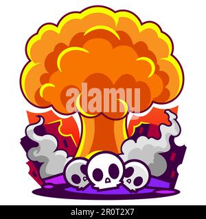 Bombe atomique en ville. Symbole de la guerre, fin du monde. Nucléaire Illustration de Vecteur