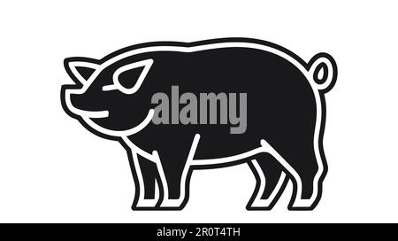 Logo de porc de couleur noire. Logo vectoriel, icône isolée sur fond blanc. Illustration de Vecteur
