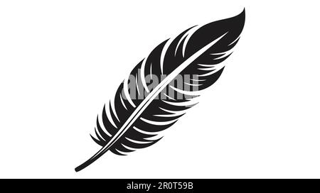 Icône de plume. Logo Vector Silhouette sur fond blanc. Illustration de Vecteur