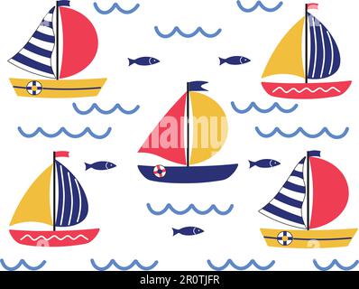 Un groupe de voiliers naviguant ensemble dans l'océan de mer. Activités sportives en plein air dans le concept de vacances d'été. Illustration de Vecteur