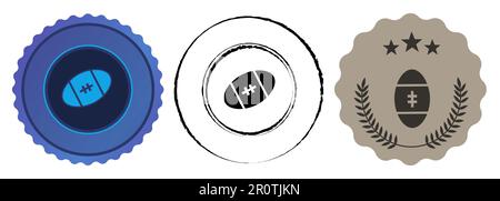 Rugby American football jeu médaille de sport championnat de ligue vainqueur de la compétition médaille d'or médailles forme de cercle Illustration de Vecteur