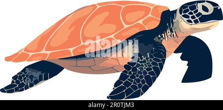 Tortue lente rampant mascotte sous-marine Illustration de Vecteur