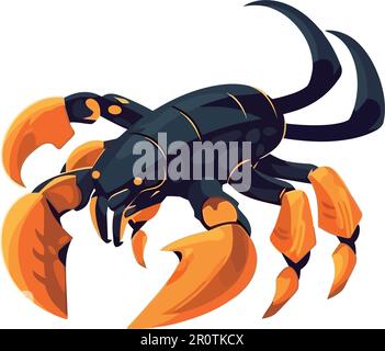 Joli crabe de bande dessinée avec griffes d'orange sous l'eau Illustration de Vecteur