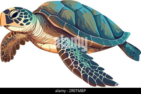 Reptile aquatique lent avec une carapace de tortue mignonne Illustration de Vecteur