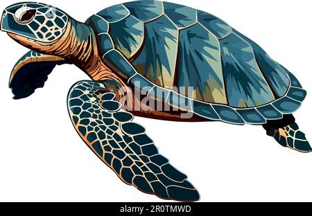 Tortue lente rampant sur la nature verte Illustration de Vecteur