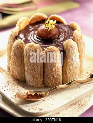 Gâteau au chocolat et marrons charlotte Banque D'Images