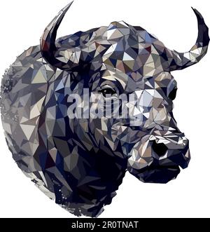 Symbole en forme de taureau à cornes sur un motif géométrique Illustration de Vecteur