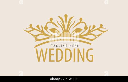 Illustration vectorielle du logo Golden Line art pour le mariage. Illustration de Vecteur