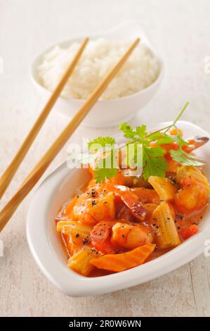 Curry de crevettes et de légumes Banque D'Images