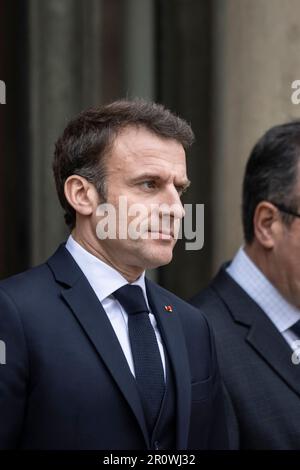 Paris, France. 10th mai 2023. Le président français Emmanuel Macron à l'Elysée à Paris, on 9 mai 2023.photo par Eliot Blondt/ABACAPRESS.COM crédit: Abaca Press/Alay Live News Banque D'Images