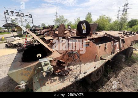 Non exclusif: KHARKIV, UKRAINE - 09 MAI 2023 - fragments d'équipement militaire russe détruits par les forces armées ukrainiennes pendant la défense de Banque D'Images