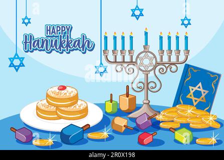 Illustration de la bannière Happy Hanukkah Illustration de Vecteur