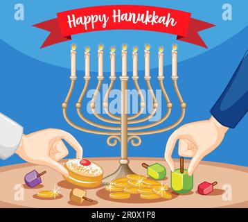 Illustration de la bannière Happy Hanukkah Illustration de Vecteur