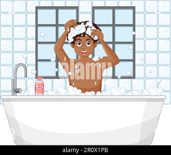 Un adolescent prenant une illustration de bain Illustration de Vecteur