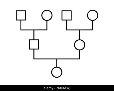 Génogramme. Arbre généalogique. Diagramme simple montrant les membres de la famille. Arborescence généalogique. Peut être utilisé pour la recherche sur le patrimoine ancestrale. Vecteur Illustration de Vecteur