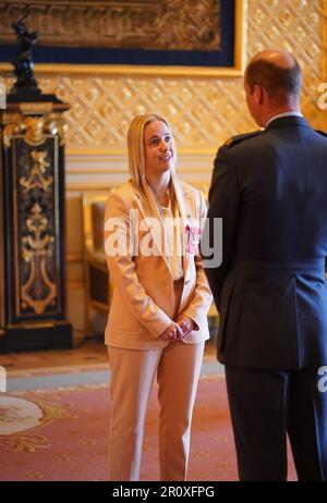 Beth Mead, de London Colney, est fait membre de l'ordre de l'Empire britannique par le Prince de Galles au château de Windsor. L'honneur reconnaît les services à l'Association football. Date de la photo: Mercredi 10 mai 2023. Banque D'Images