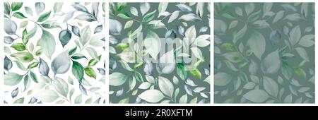 motif fleuri aquarelle sans couture avec fleurs, feuilles, branches roses de jardin. Carreaux botaniques, arrière-plan. eucalyptus, pivoine, rose. Banque D'Images