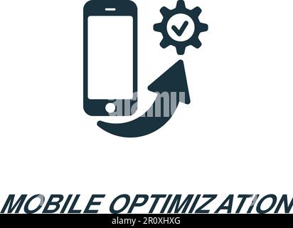 Optimisation mobile. Panneau monochrome simple de la collection de développement d'applications. Icône d'optimisation mobile pour le logo, les modèles, la conception Web et les infographies Illustration de Vecteur