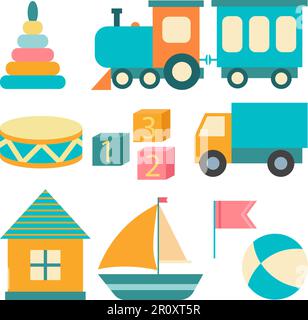 Ensemble de jouets pour enfants Illustration de Vecteur