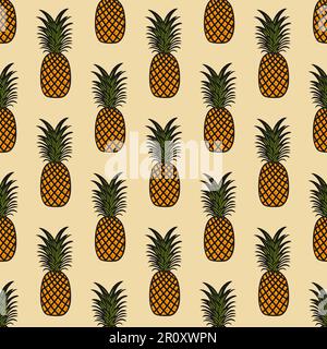 Motif ananas aux fruits tropicaux sans coutures Banque D'Images